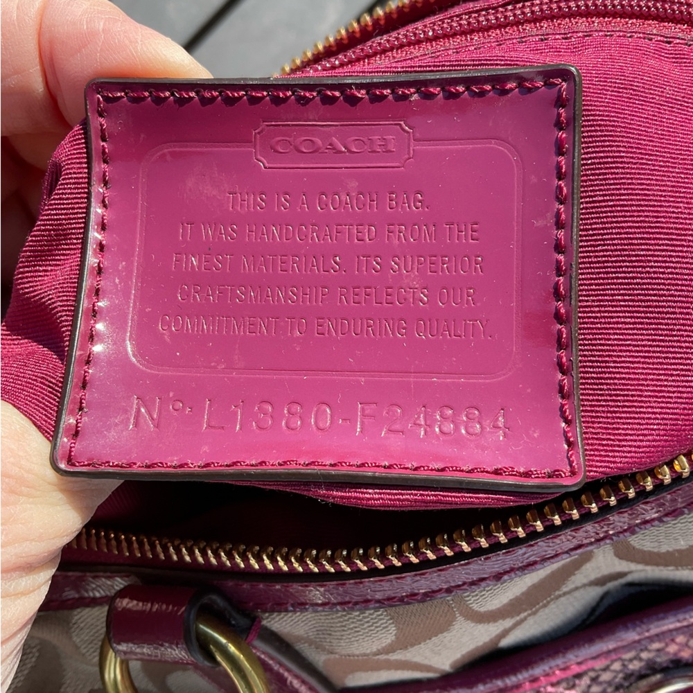 Coach Signature Stripe Python Snake Zip Satchel o… - image 5